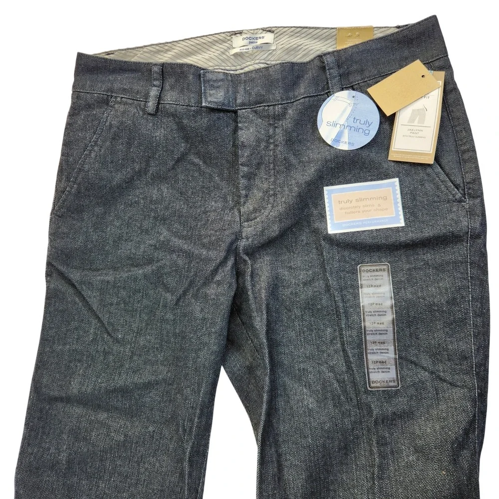 Dockers NWT Jaelynn Pant 12P Med Truly Slimming Mid Rise Curvy Stretch Denim NEW